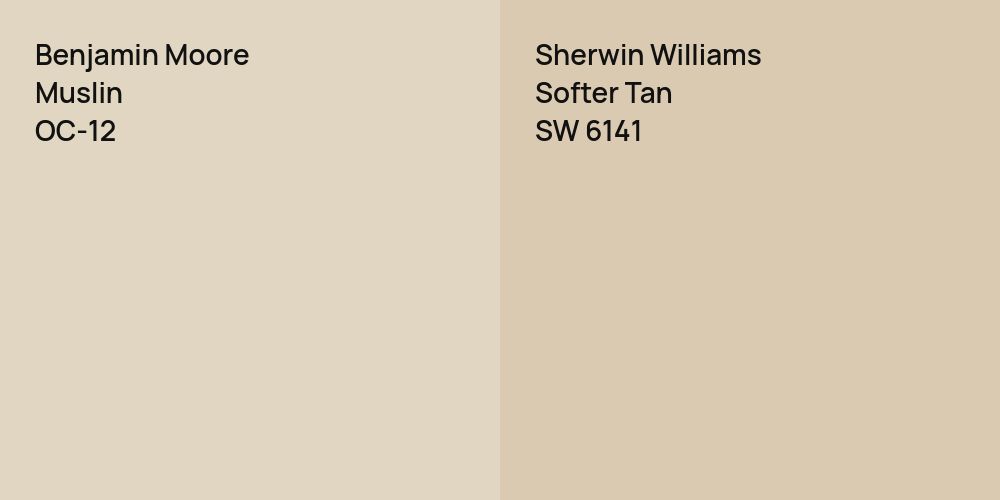 Benjamin Moore Muslin vs. Sherwin Williams Softer Tan