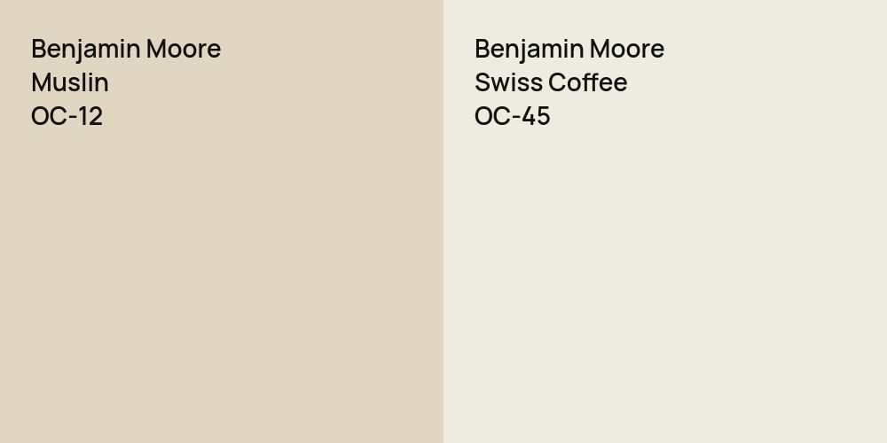 Benjamin Moore Muslin vs. Benjamin Moore Swiss Coffee