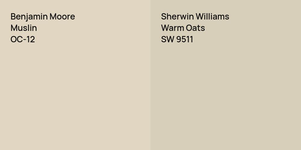 Benjamin Moore Muslin vs. Sherwin Williams Warm Oats