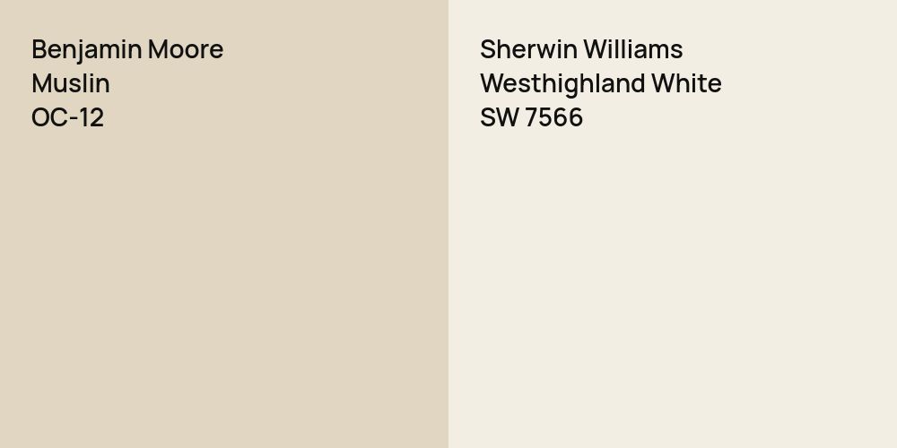 Benjamin Moore Muslin vs. Sherwin Williams Westhighland White