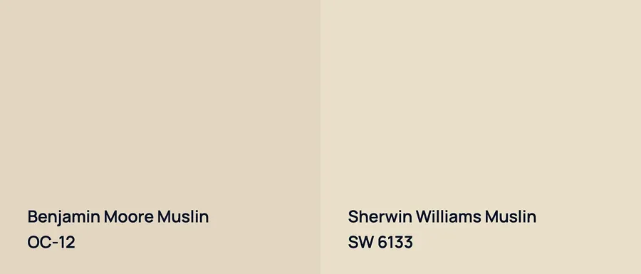 Benjamin Moore Muslin OC-12 vs Sherwin Williams Muslin SW 6133