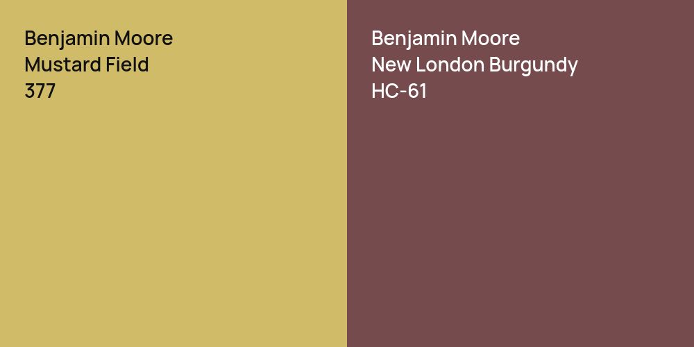 Benjamin Moore Mustard Field vs. Benjamin Moore New London Burgundy