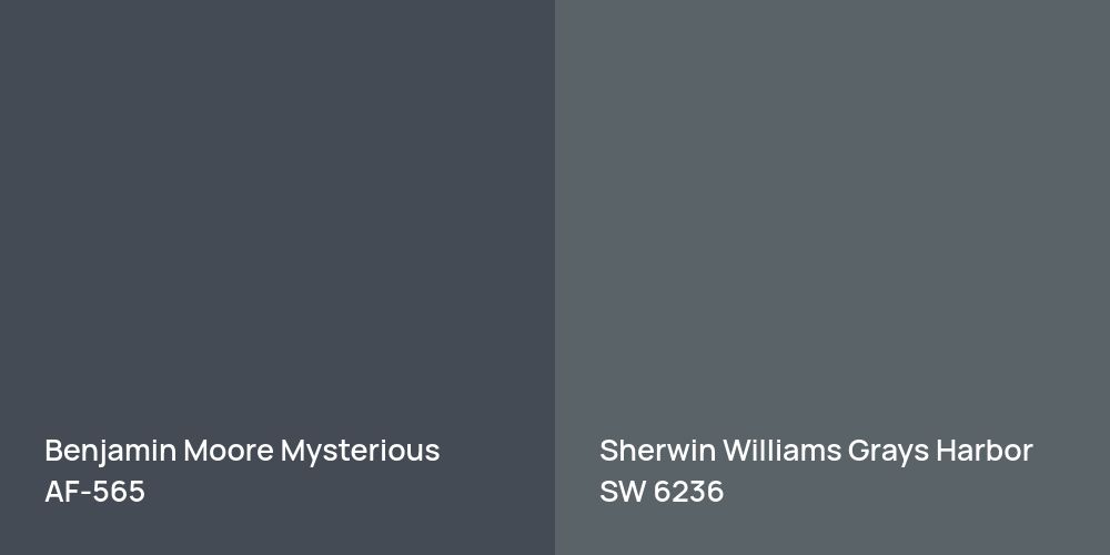 Benjamin Moore Mysterious vs. Sherwin Williams Grays Harbor