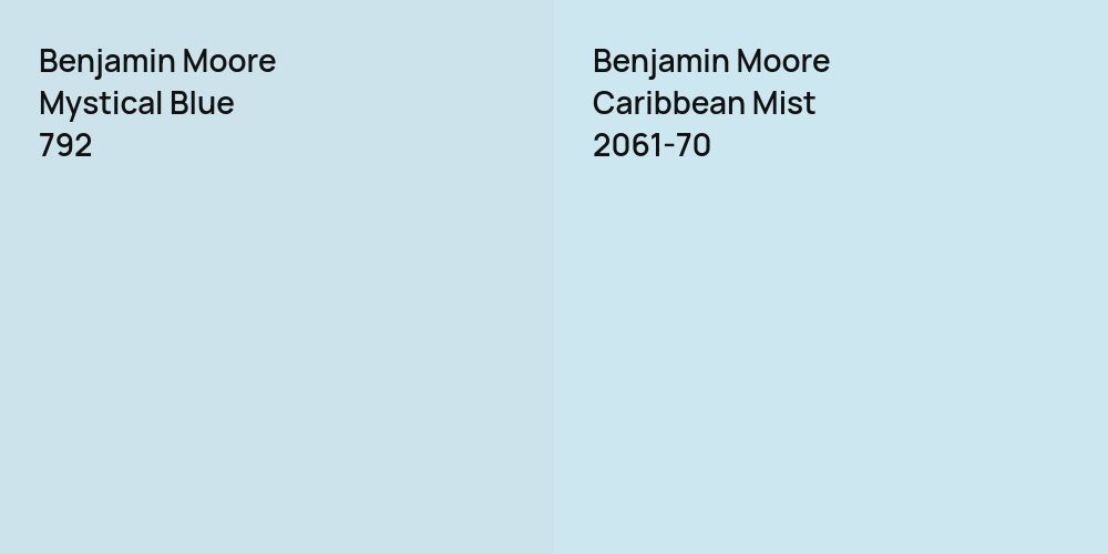 Benjamin Moore Mystical Blue vs. Benjamin Moore Caribbean Mist