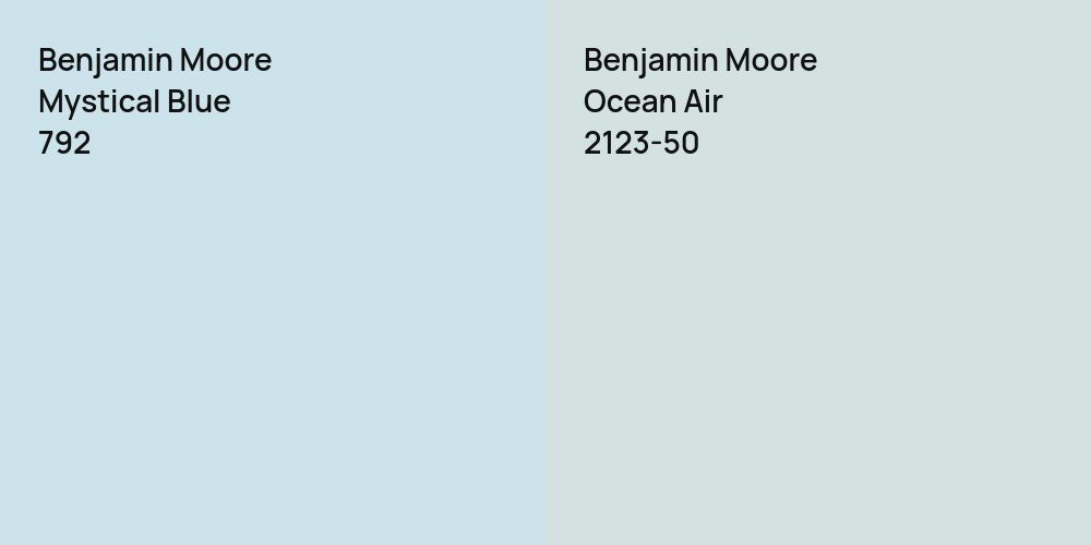 Benjamin Moore Mystical Blue vs. Benjamin Moore Ocean Air