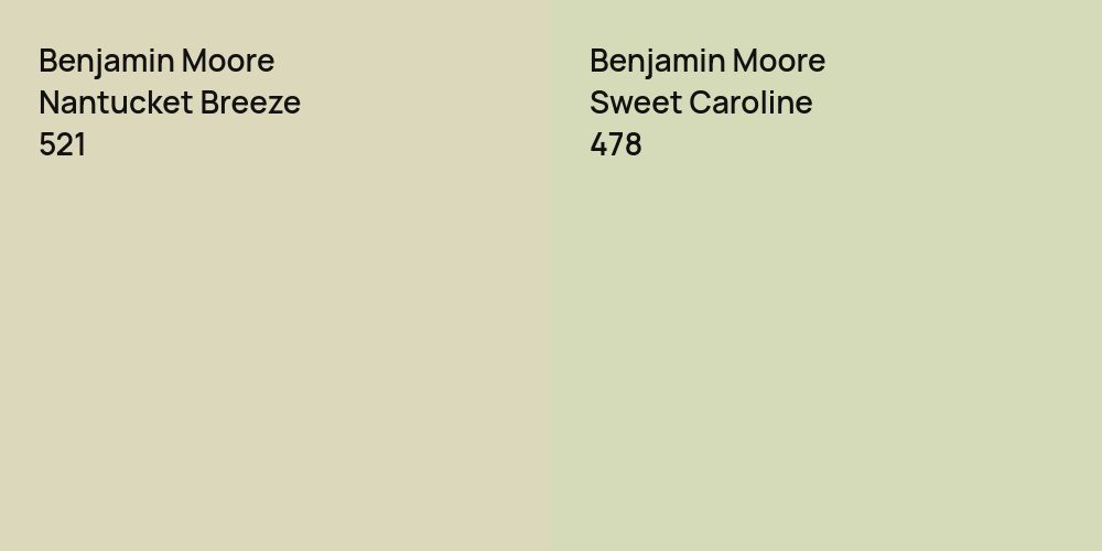 Benjamin Moore Nantucket Breeze vs. Benjamin Moore Sweet Caroline