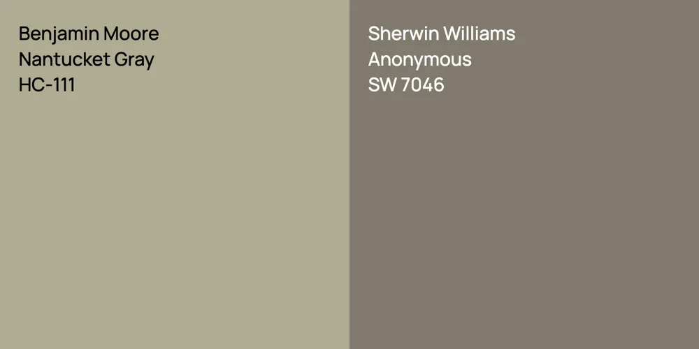 Benjamin Moore Nantucket Gray vs. Sherwin Williams Anonymous