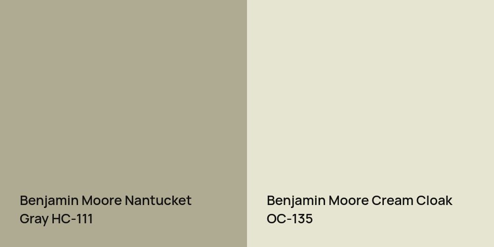 Benjamin Moore Nantucket Gray vs. Benjamin Moore Cream Cloak