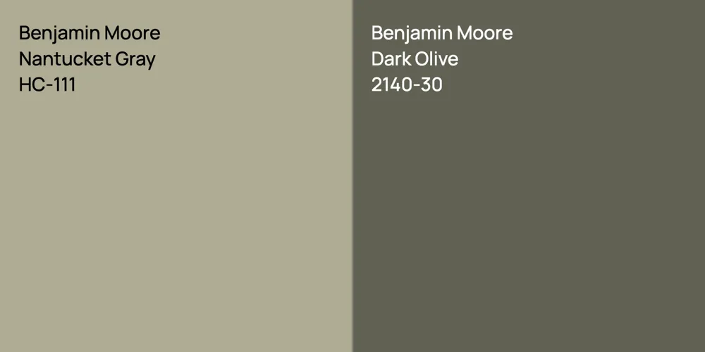 Benjamin Moore Nantucket Gray vs. Benjamin Moore Dark Olive