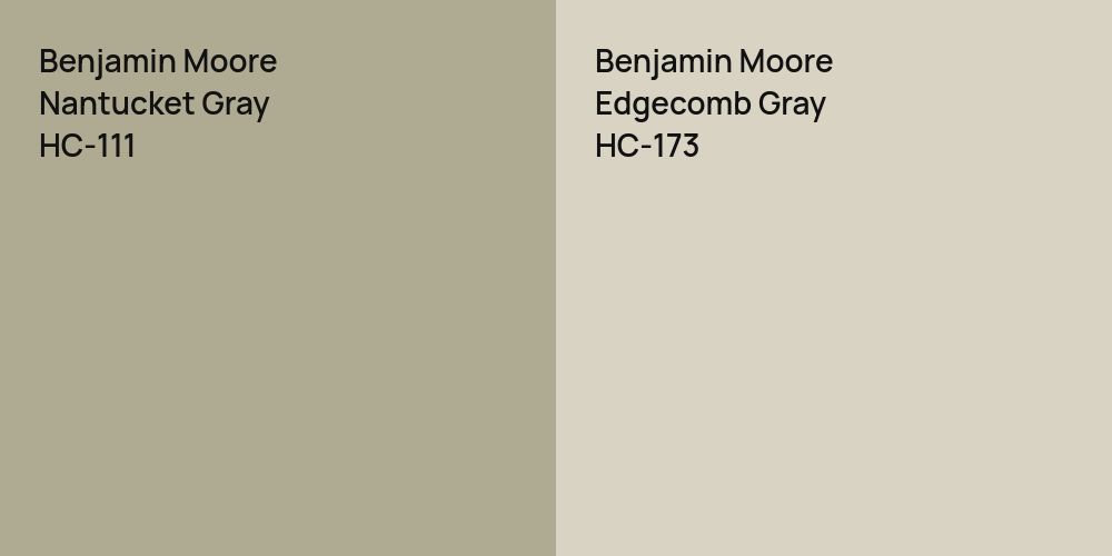 Benjamin Moore Nantucket Gray vs. Benjamin Moore Edgecomb Gray