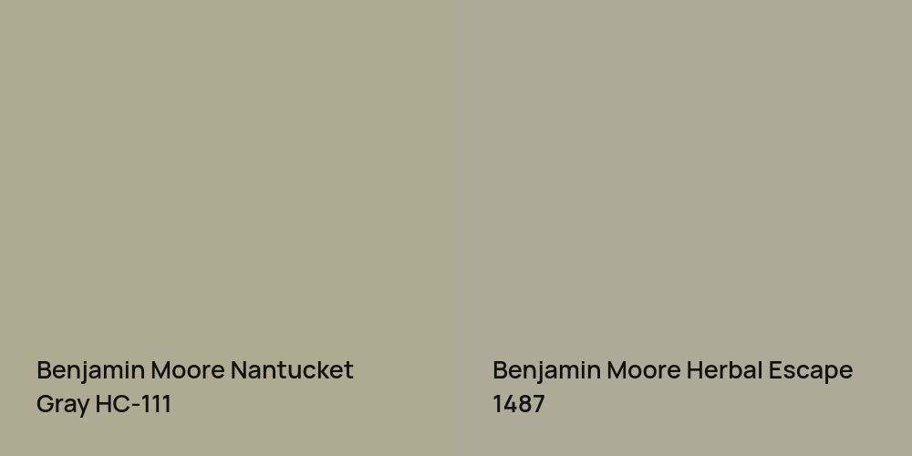 Benjamin Moore Nantucket Gray vs. Benjamin Moore Herbal Escape