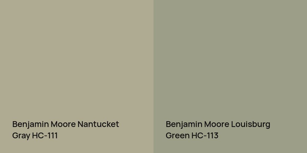 Benjamin Moore Nantucket Gray vs. Benjamin Moore Louisburg Green