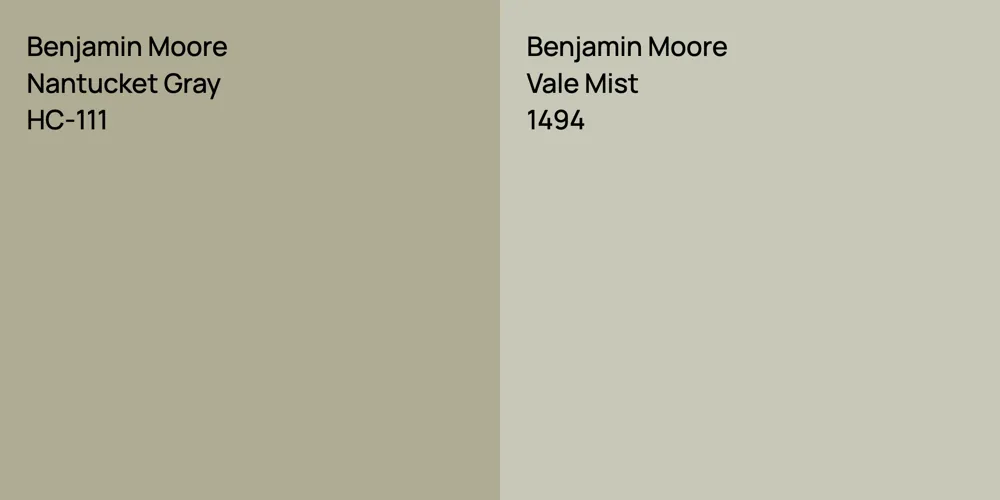 Benjamin Moore Nantucket Gray vs. Benjamin Moore Vale Mist