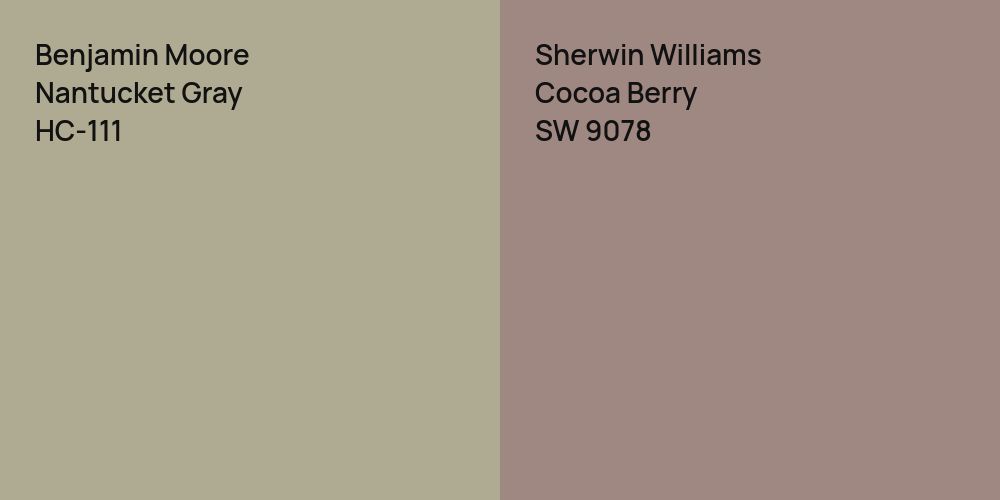 Benjamin Moore Nantucket Gray vs. Sherwin Williams Cocoa Berry