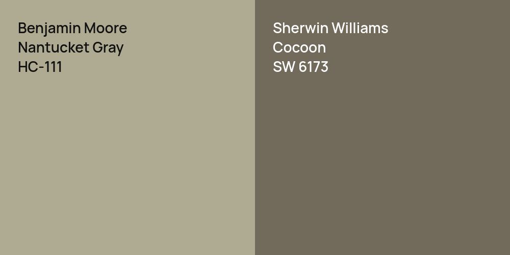 Benjamin Moore Nantucket Gray vs. Sherwin Williams Cocoon