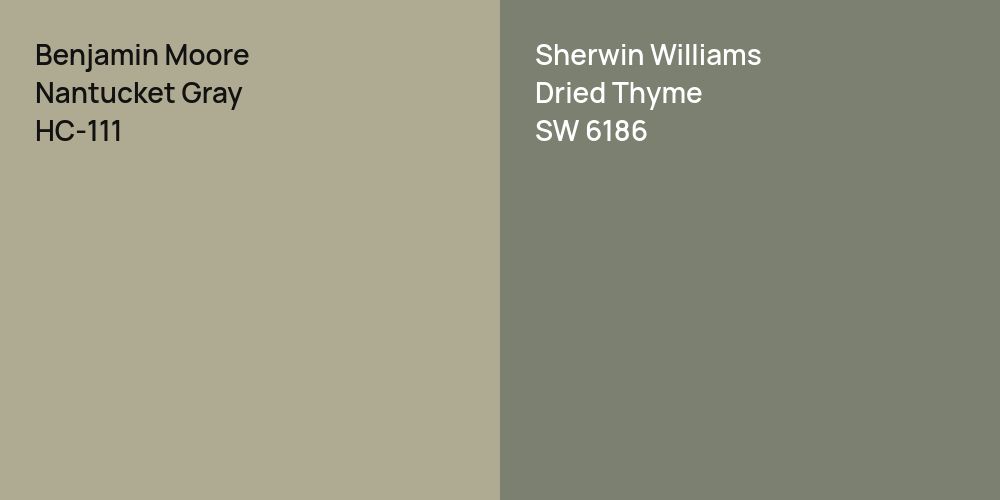 Benjamin Moore Nantucket Gray vs. Sherwin Williams Dried Thyme