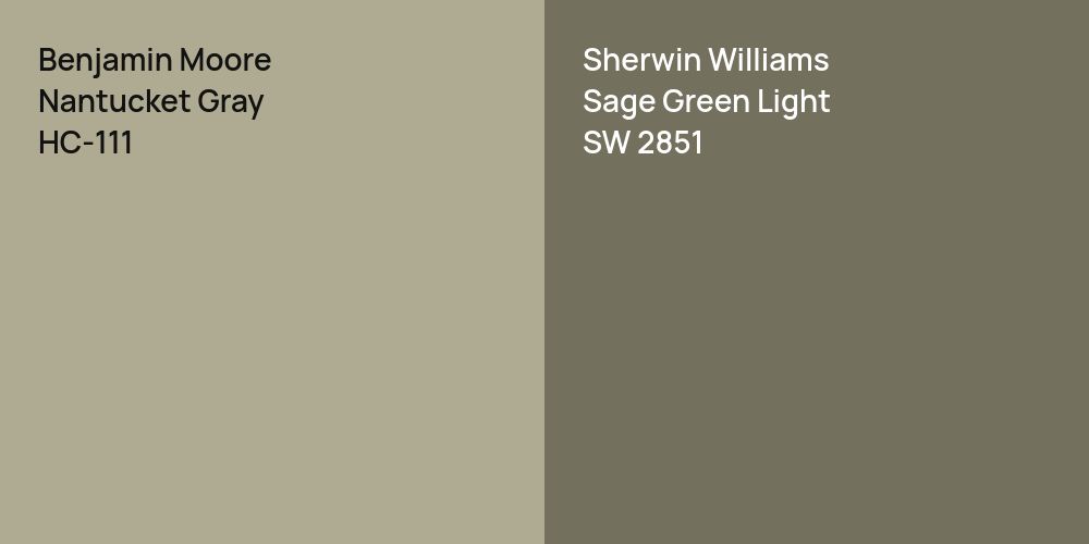 Benjamin Moore Nantucket Gray vs. Sherwin Williams Sage Green Light