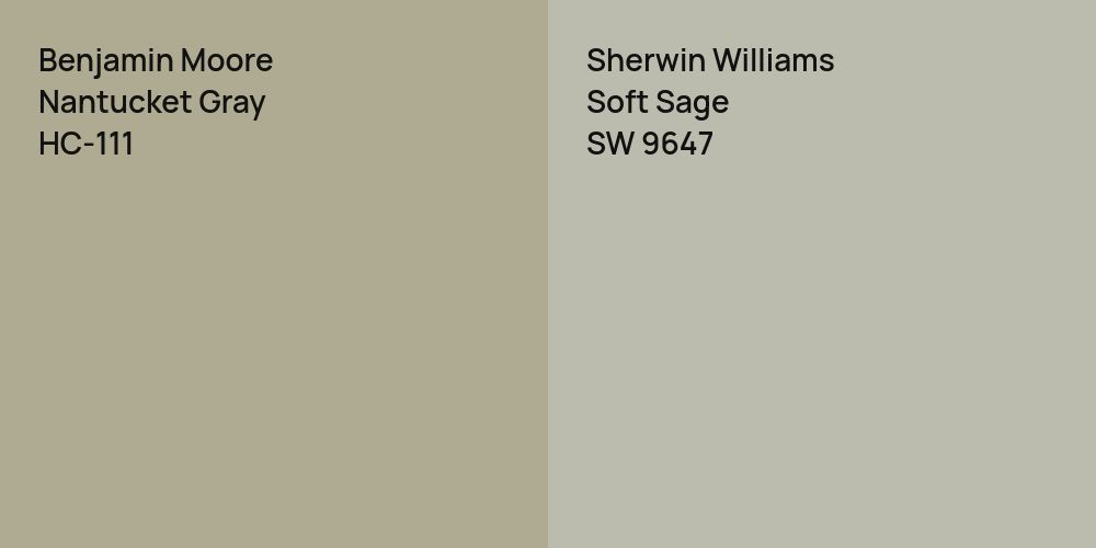 Benjamin Moore Nantucket Gray vs. Sherwin Williams Soft Sage