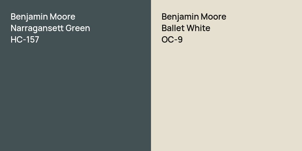 Benjamin Moore Narragansett Green vs. Benjamin Moore Ballet White