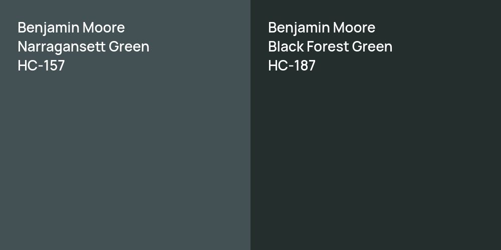 Benjamin Moore Narragansett Green vs. Benjamin Moore Black Forest Green