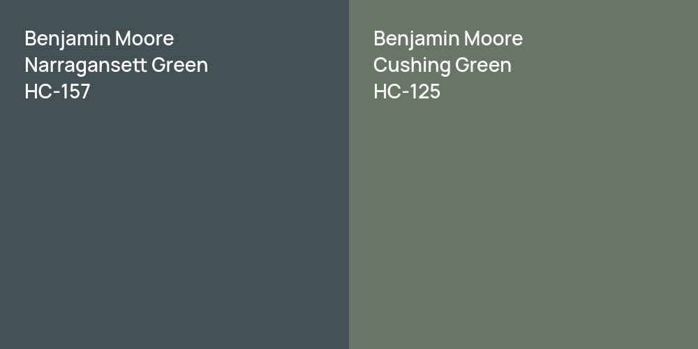 Benjamin Moore Narragansett Green vs. Benjamin Moore Cushing Green