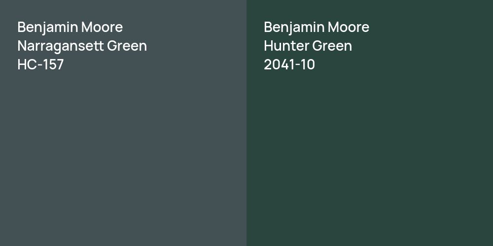 Benjamin Moore Narragansett Green vs. Benjamin Moore Hunter Green