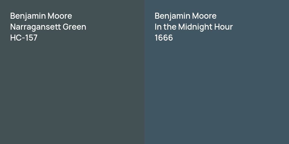 Benjamin Moore Narragansett Green vs. Benjamin Moore In the Midnight Hour