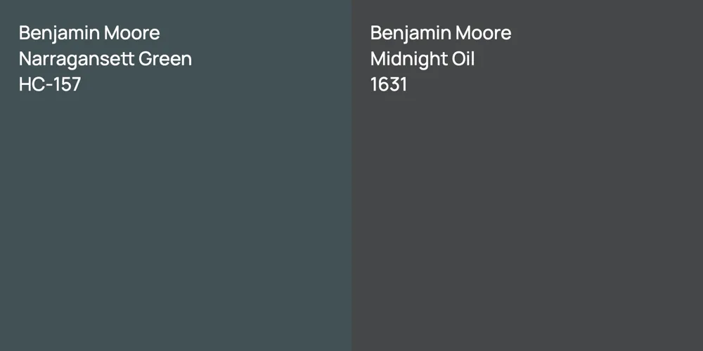 Benjamin Moore Narragansett Green vs. Benjamin Moore Midnight Oil