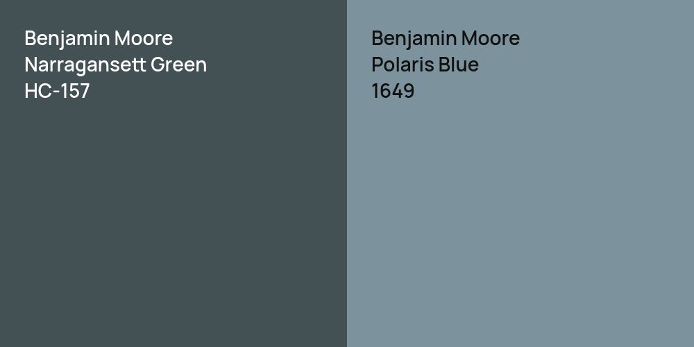 Benjamin Moore Narragansett Green vs. Benjamin Moore Polaris Blue