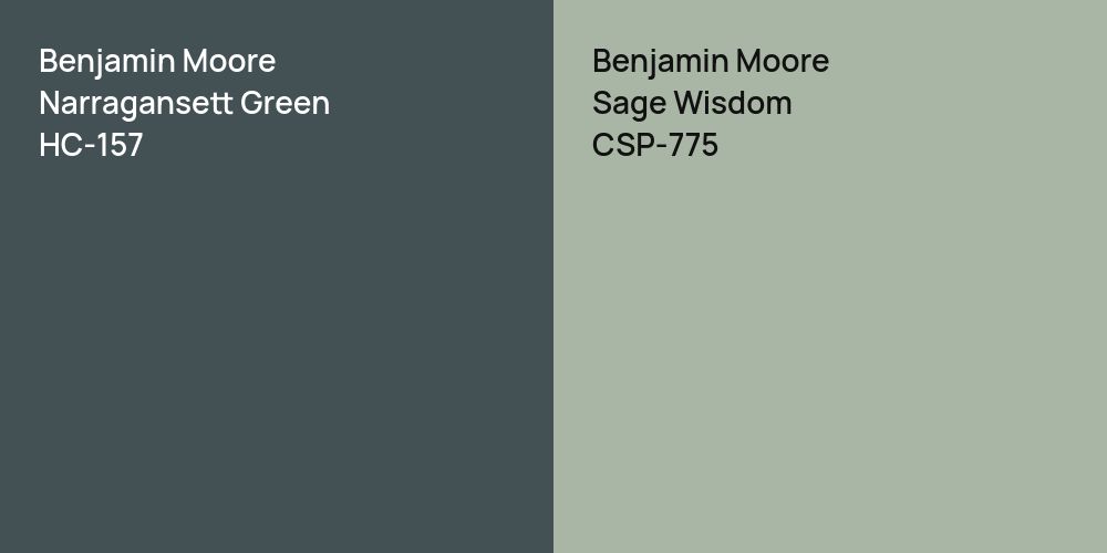 Benjamin Moore Narragansett Green vs. Benjamin Moore Sage Wisdom