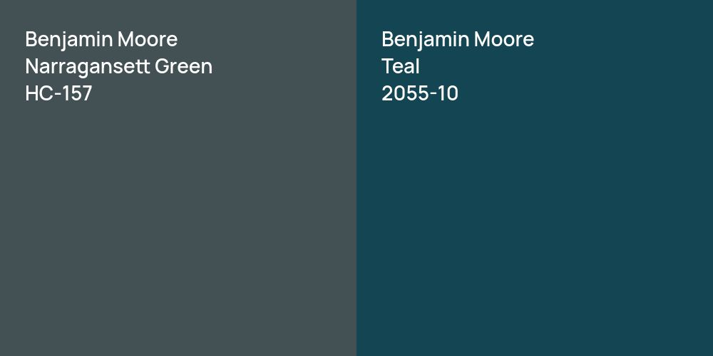 Benjamin Moore Narragansett Green vs. Benjamin Moore Teal