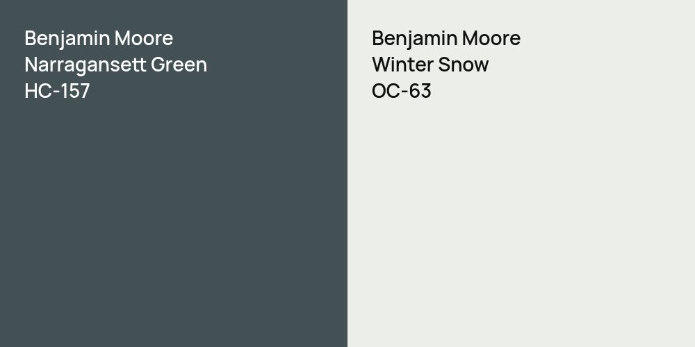 Benjamin Moore Narragansett Green vs. Benjamin Moore Winter Snow