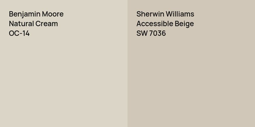 Benjamin Moore Natural Cream vs. Sherwin Williams Accessible Beige