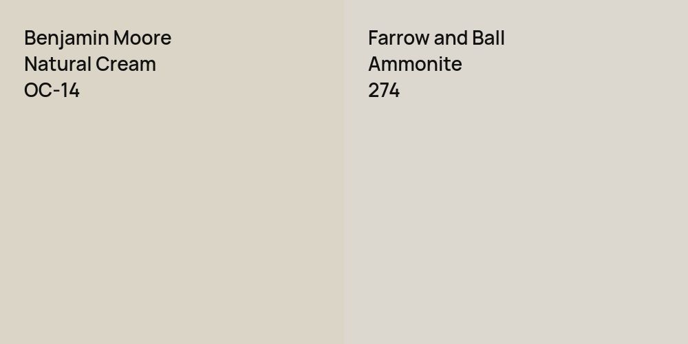 Benjamin Moore Natural Cream vs. Farrow and Ball Ammonite