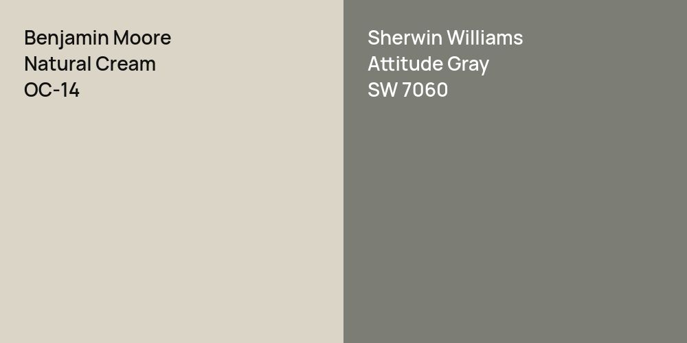 Benjamin Moore Natural Cream vs. Sherwin Williams Attitude Gray