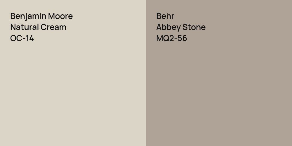 Benjamin Moore Natural Cream vs. Behr Abbey Stone