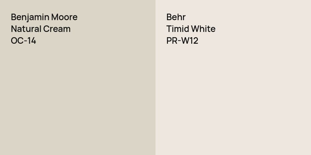 Benjamin Moore Natural Cream vs. Behr Timid White