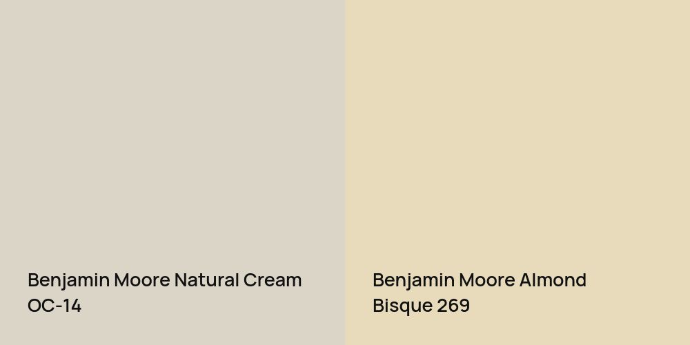 Benjamin Moore Natural Cream vs. Benjamin Moore Almond Bisque