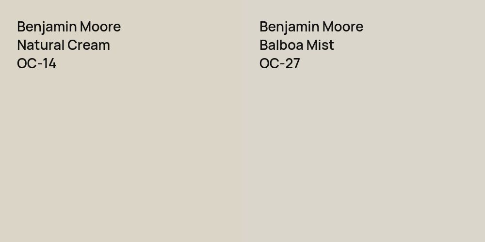 Benjamin Moore Natural Cream vs. Benjamin Moore Balboa Mist