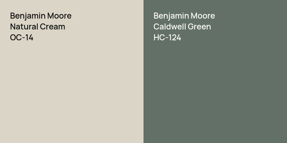 Benjamin Moore Natural Cream vs. Benjamin Moore Caldwell Green