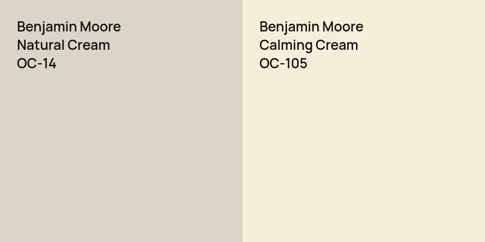 Benjamin Moore Natural Cream vs. Benjamin Moore Calming Cream