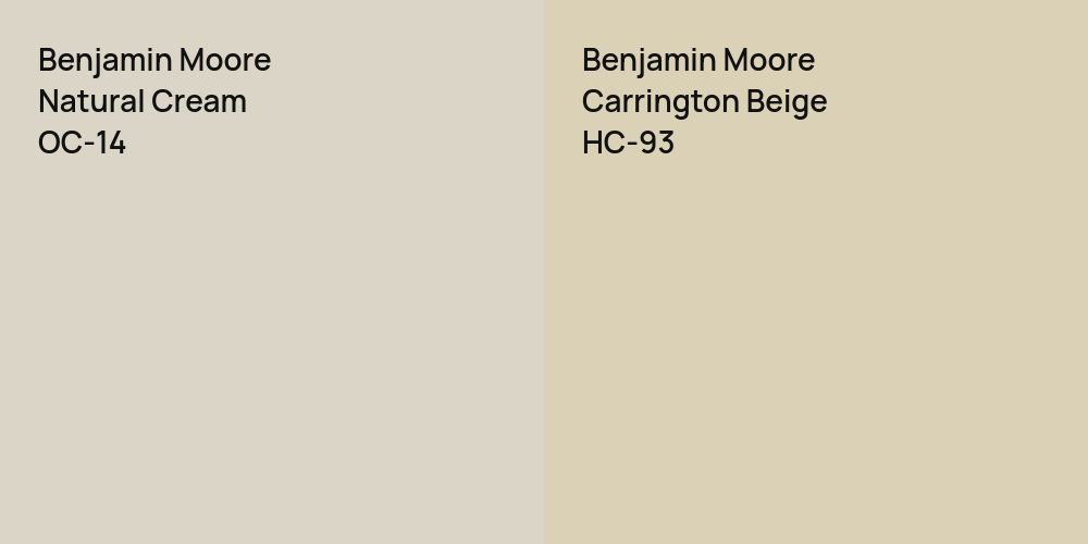 Benjamin Moore Natural Cream vs. Benjamin Moore Carrington Beige