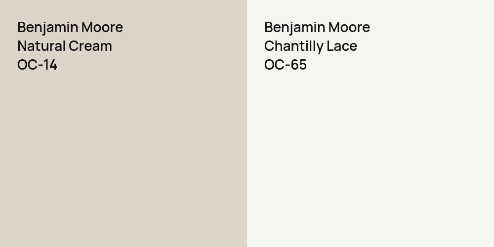 Benjamin Moore Natural Cream vs. Benjamin Moore Chantilly Lace