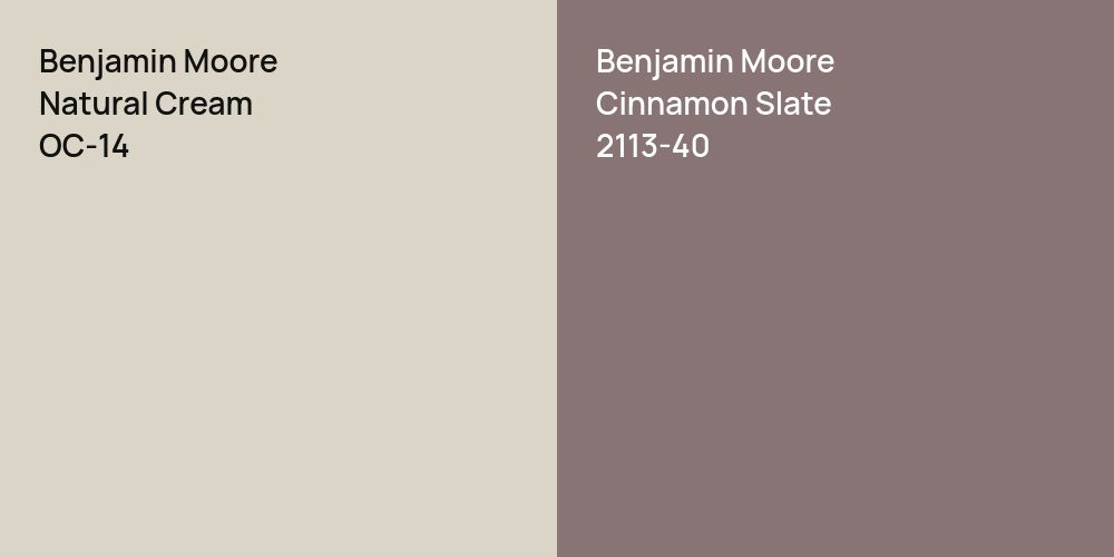 Benjamin Moore Natural Cream vs. Benjamin Moore Cinnamon Slate