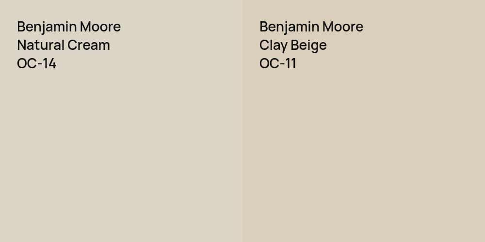 Benjamin Moore Natural Cream vs. Benjamin Moore Clay Beige