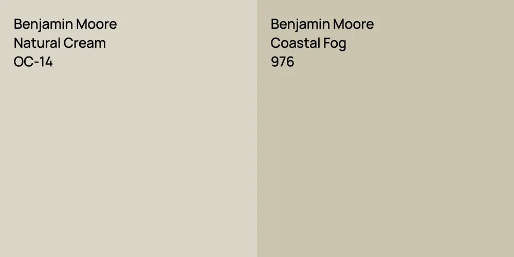 Benjamin Moore Natural Cream vs. Benjamin Moore Coastal Fog