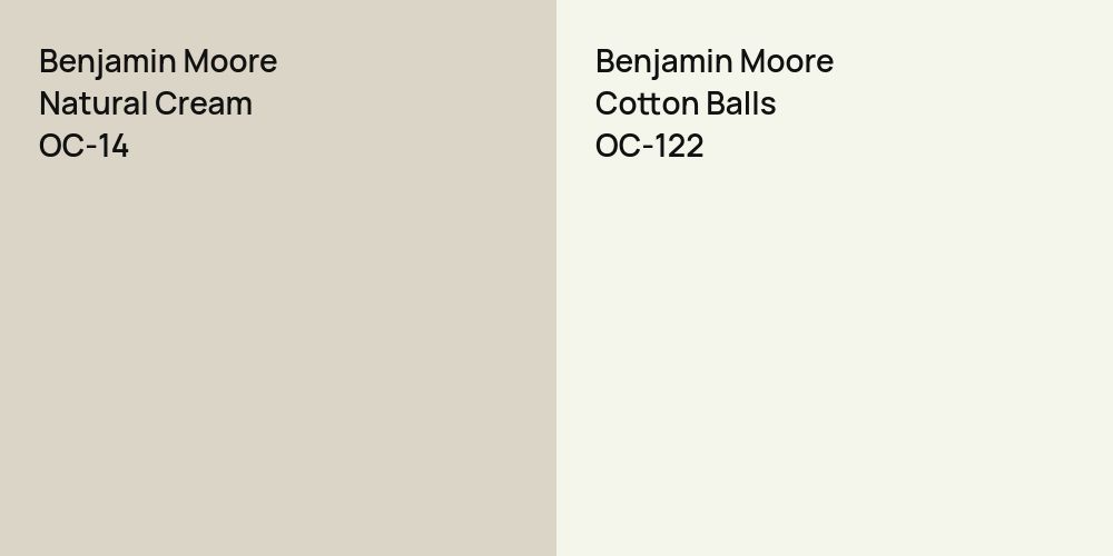 Benjamin Moore Natural Cream vs. Benjamin Moore Cotton Balls