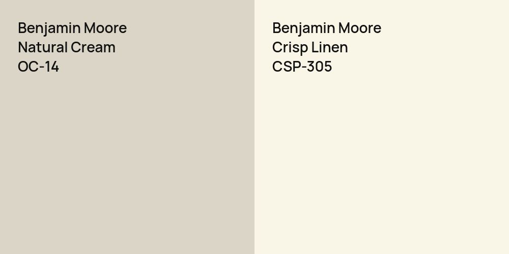 Benjamin Moore Natural Cream vs. Benjamin Moore Crisp Linen