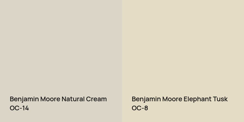 Benjamin Moore Natural Cream vs. Benjamin Moore Elephant Tusk