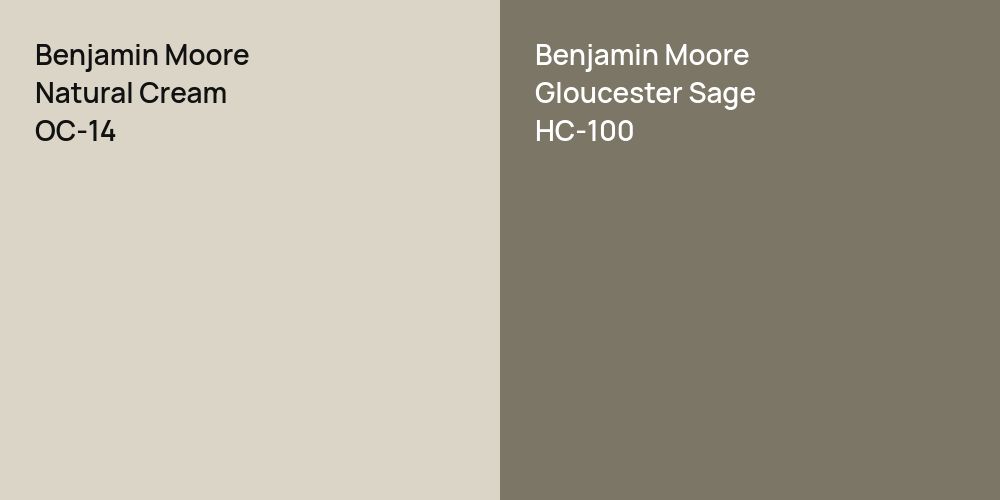 Benjamin Moore Natural Cream vs. Benjamin Moore Gloucester Sage